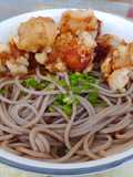Soba Noodle Soup topped with Chicken Karaage