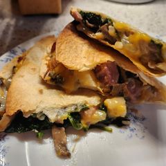 A picture of Lauren's Baked Ham, Spinach and Mushroom Breakfast Quesadillas.
