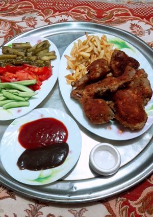 صورة لوصفة اطيب دجاج قلي مع بطاطا من ايدي