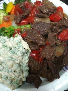 A picture of Drunken Peppers and Beef.