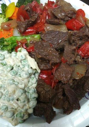 A picture of Drunken Peppers and Beef.