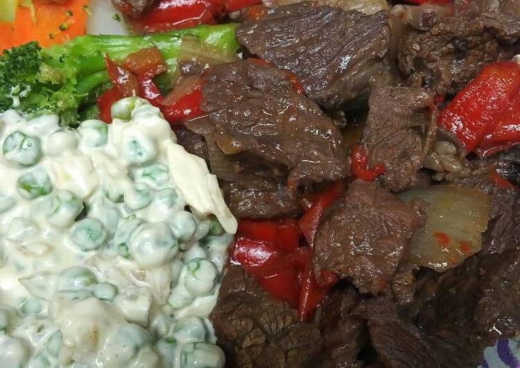 Recipe of Quick Drunken Peppers and Beef