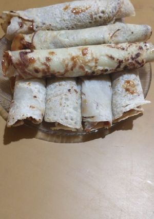 Una foto de Panqueques con dulce de leche
