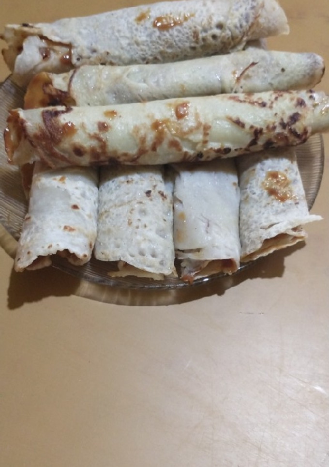 Una foto de Panqueques con dulce de leche
