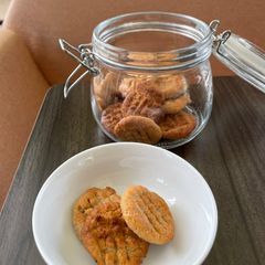 A picture of Healthier Peanut Butter cookies with air fryer.