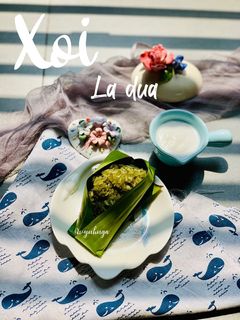 Hình của món Xôi lá dứa.