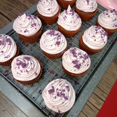 A picture of Ube cupcakes.