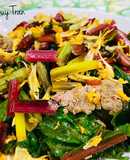 Cải Cầu Vồng xào Tỏi và thịt bò