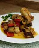 Jamoncitos de pollo con verduras al horno