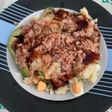 Aguacate, cous cous, atún, huevo, salsa soja y teriyaki🤤