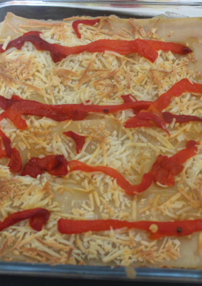 Una foto de Lasaña de coliflores y surimi