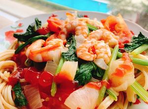 Hình của món Mì ý tôm sốt cà chua eatclean.