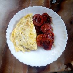 Fried tomatoes with eggs A picture of Fried tomatoes with eggs.