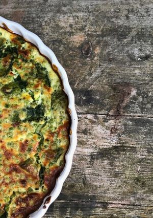 Une photo de Quiche sans pâte petits pois épinards 🥬