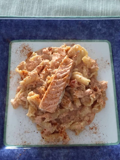 Una foto de Campanelle al Vodka y Salmón
