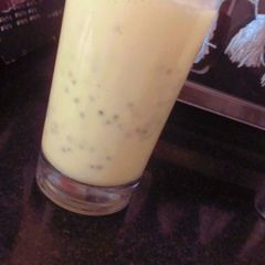 A picture of Mango smoothie with chia seed.