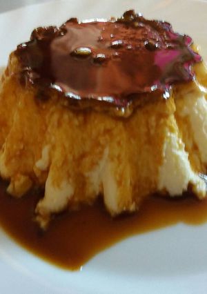Una foto de Flan de queso
