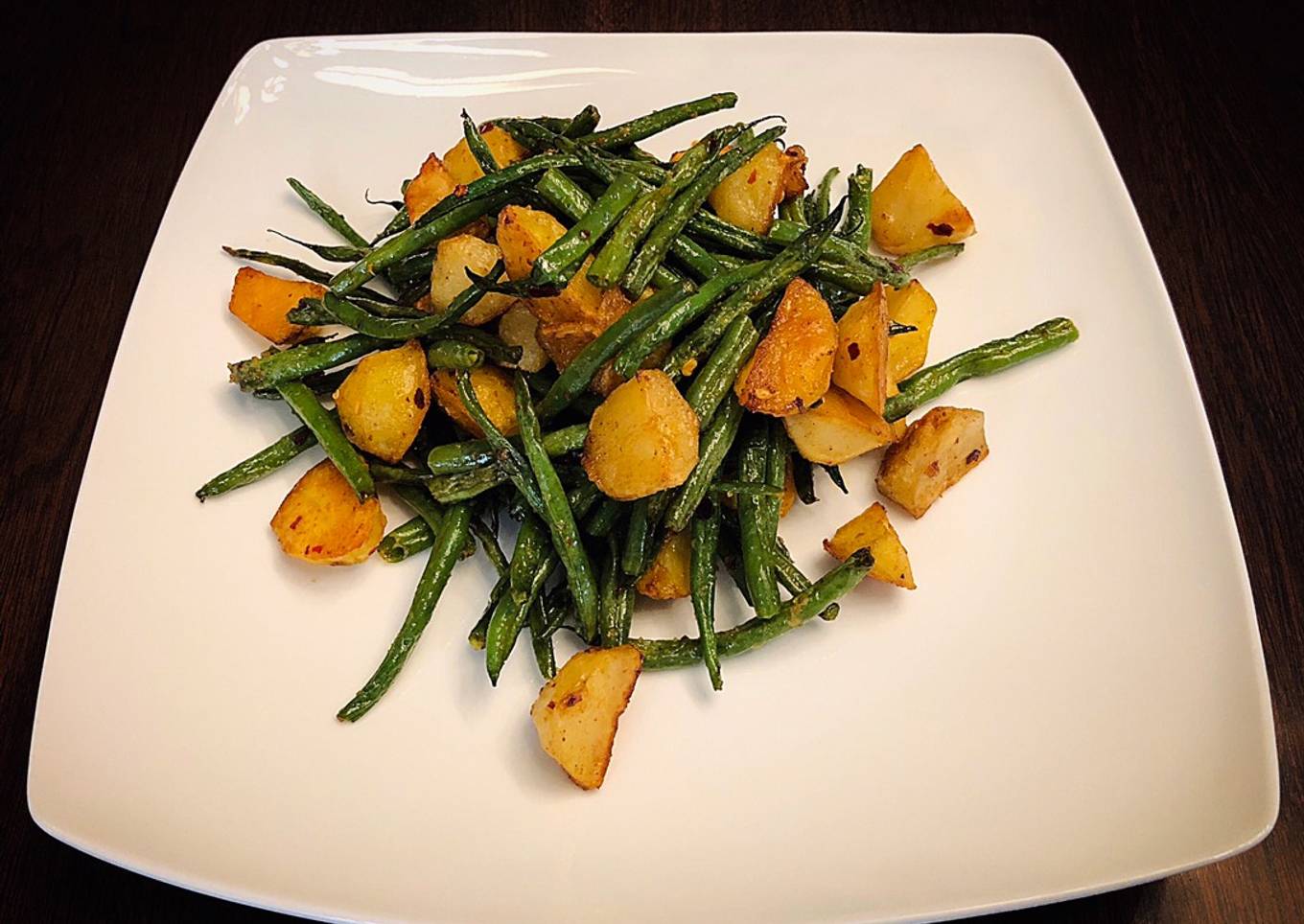 French fries and green beans