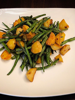 A picture of Roasted Potatoes and Green Beans.