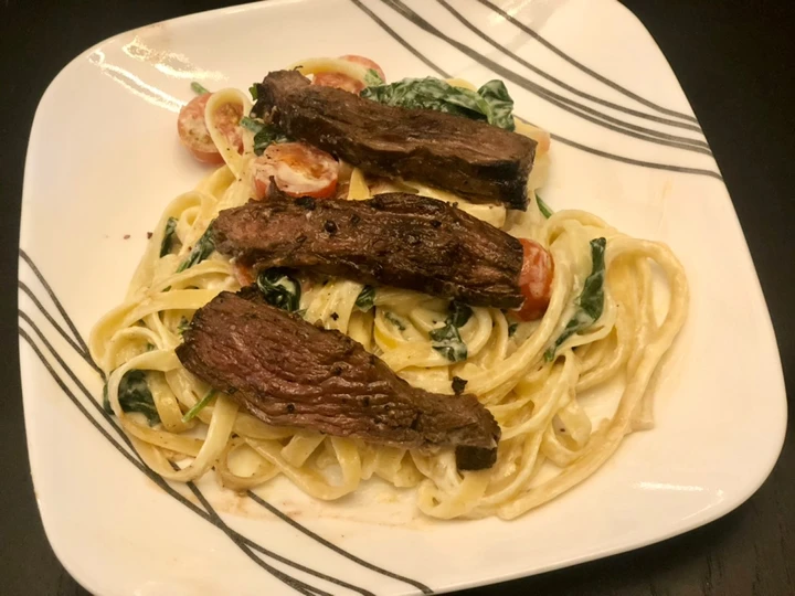 Easy Way Prepare Recipe Steak Fettuccine Alfredo that is Can Pamper Your Tongue, Tasty}