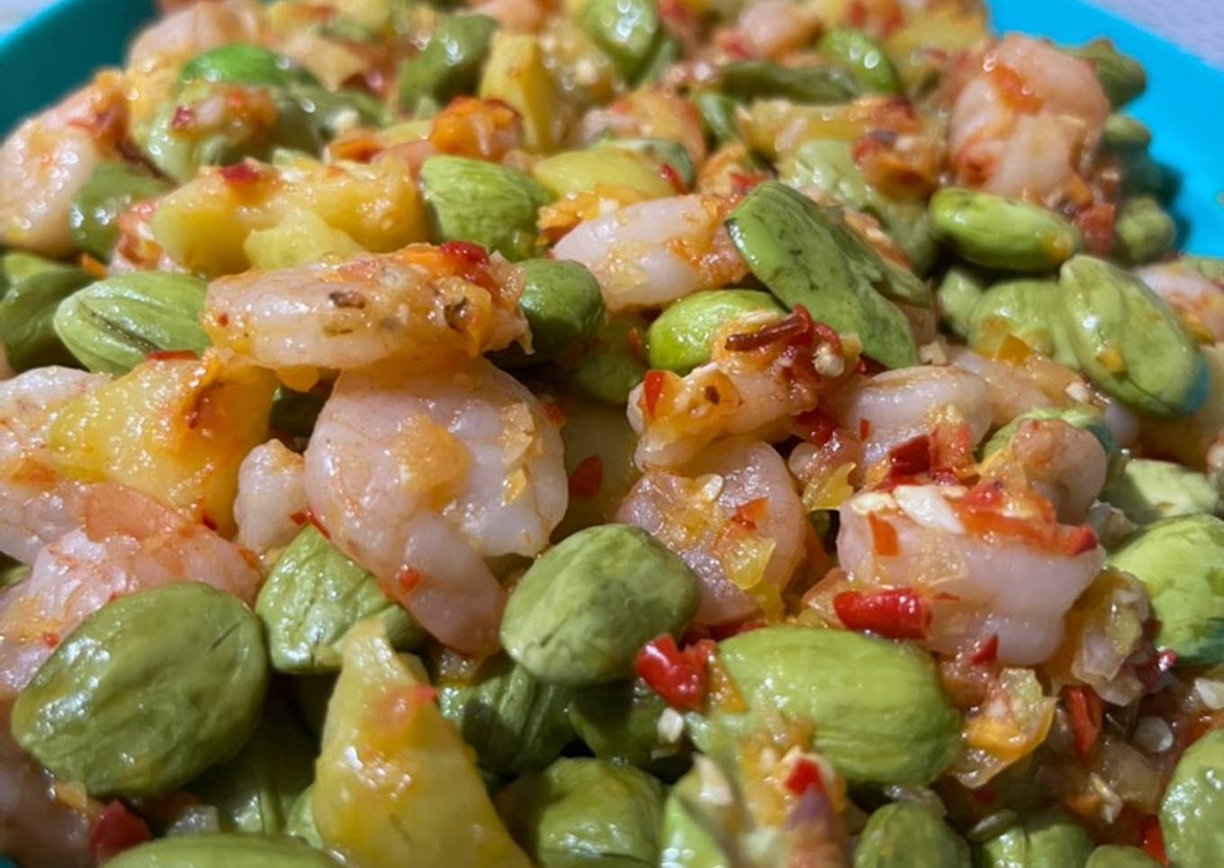 Balado Kentang Pete dan Udang