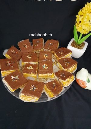 عکسی از دستور دسر کاسترد نارگیلی با بیسکوییت