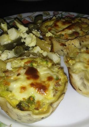 Una foto de Canastitas de verduras y panceta