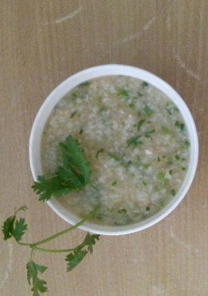 Hình của món Cháo tôm rau mùng tơi ăn dặm.
