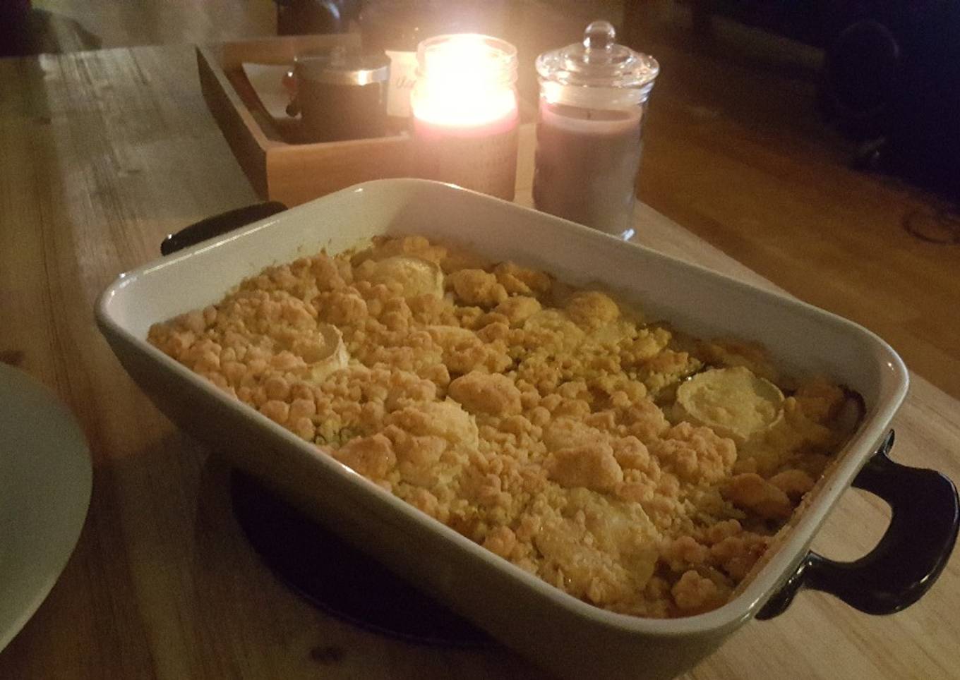 Crumble courgettes poireaux parmesan