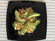 A picture of rice a chayote