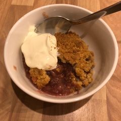 A picture of Rhubarb & Apple Crumble.