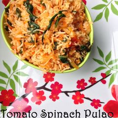 A picture of Tomato Spinach Pulao.