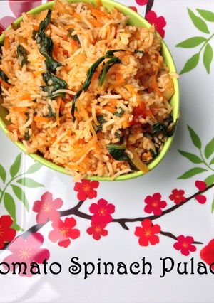 A picture of Tomato Spinach Pulao.