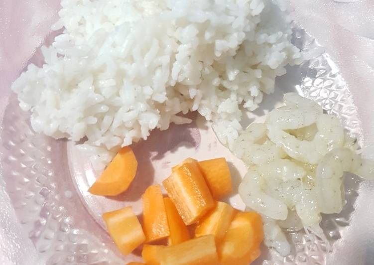 #4 MPASI 6 bulan menu lengkap - Bubur wortel udang