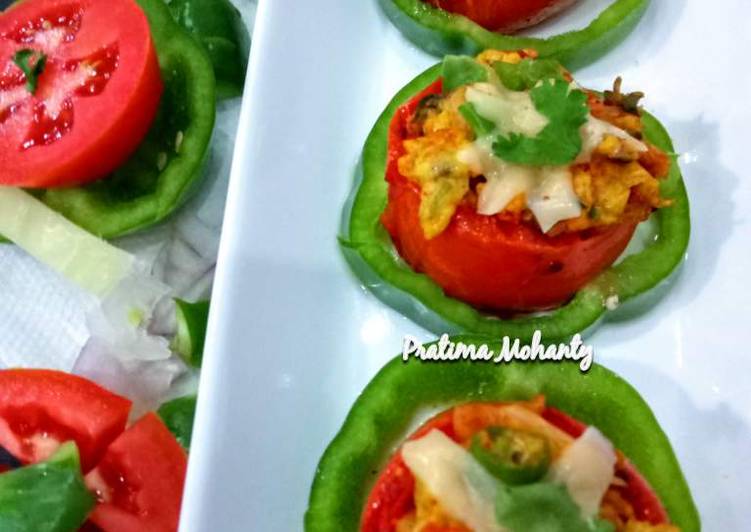 Grilled Tomato with Egg Cheese Bhurji