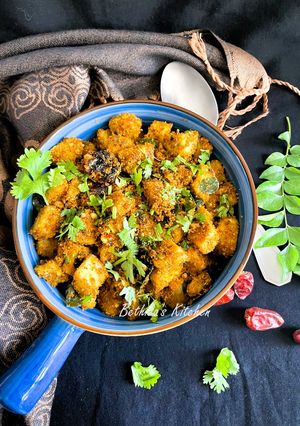 A picture of Raw Banana Sukka (Balakai Sukka - Mangalorean style).