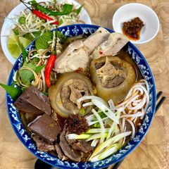 A picture of Hue Spicy Beef Noodle Soup | Bún Bò Huế.