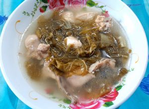 Foto resep 051. Sayur Sawi Asin Ayam Kuah
