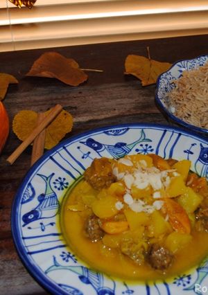 A picture of Apple-apricot lamb stew.