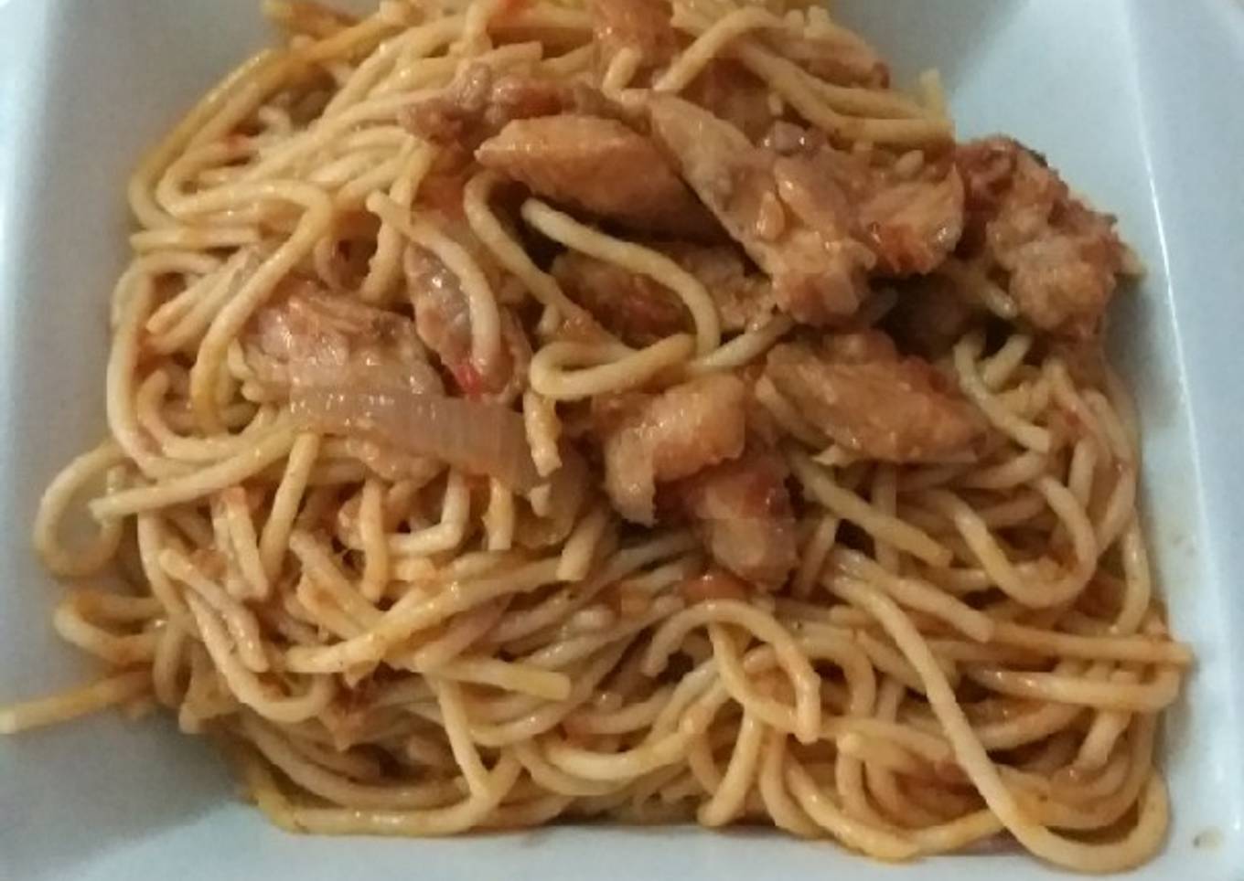 Spaghetti and Chicken Strips