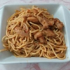Spaghetti and Chicken Strips A picture of Spaghetti and Chicken Strips.