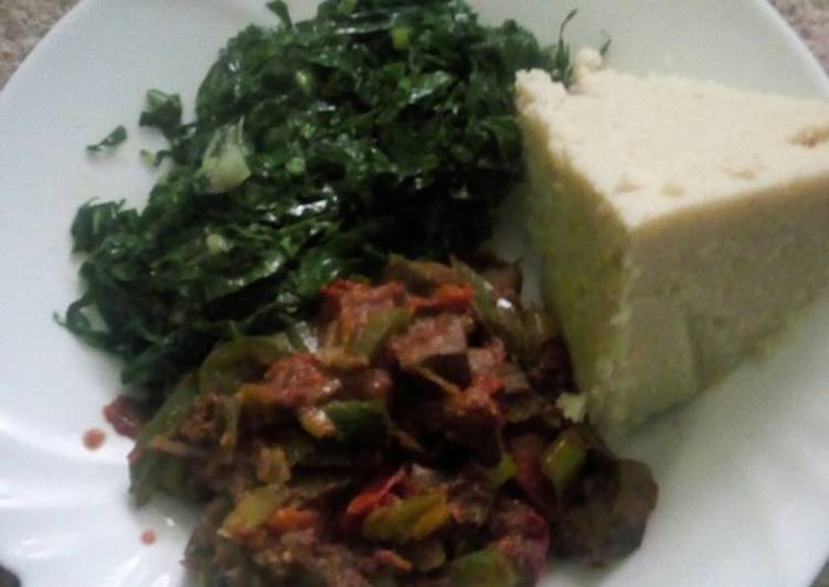 Ugali spinach and liver
