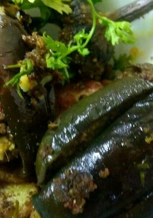 A picture of Stuffed Baby Brinjals sabzi.