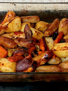A picture of My Spiced Seasonal Roast Sausage and Veg🥰.