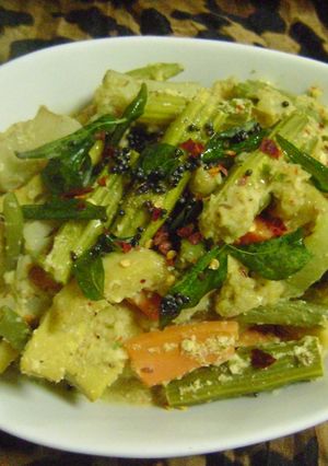 A picture of Avial (Mixed Vegetable Curry - Kerala Style).