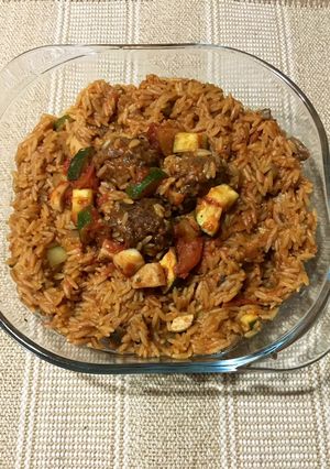 A picture of Tomato Italian Stew with Orzo.