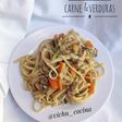 Tallarines con carne y verduras