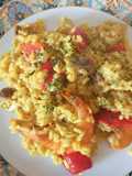 Arroz con calamares y gambas