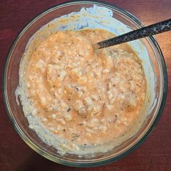 A picture of Chicken parmesan cottage cheese bowl.