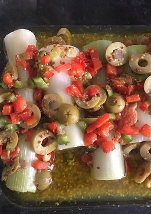 Una foto de Puerros en vinagreta